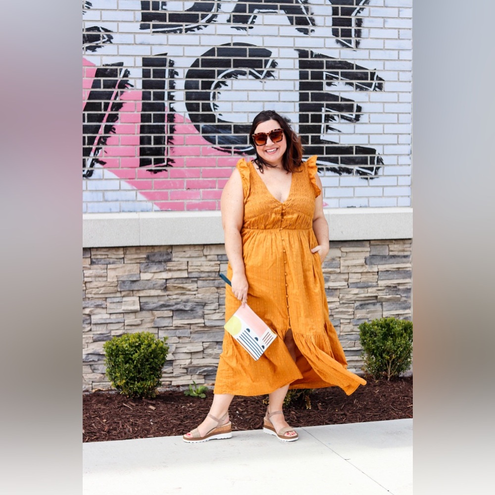 Anthropologie Smocked Ruffle Maxi Dress XL Peregrine